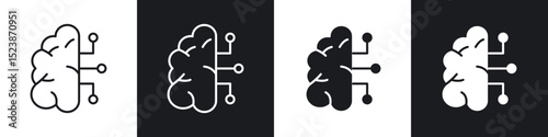AI brain icons vector graphics for web designs