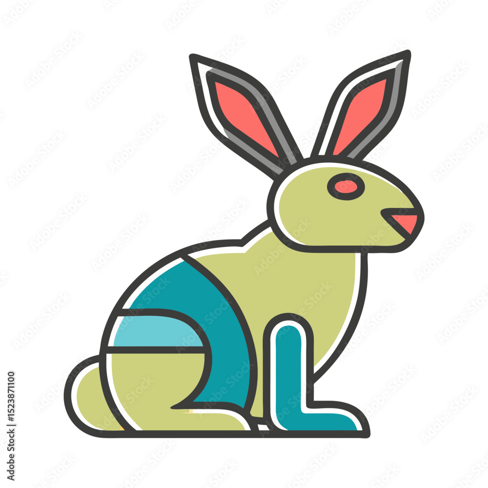 Obraz premium rabbit line icon color design