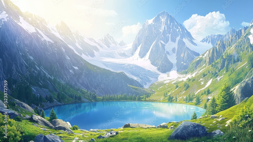 Fototapeta premium Mountain lake panorama