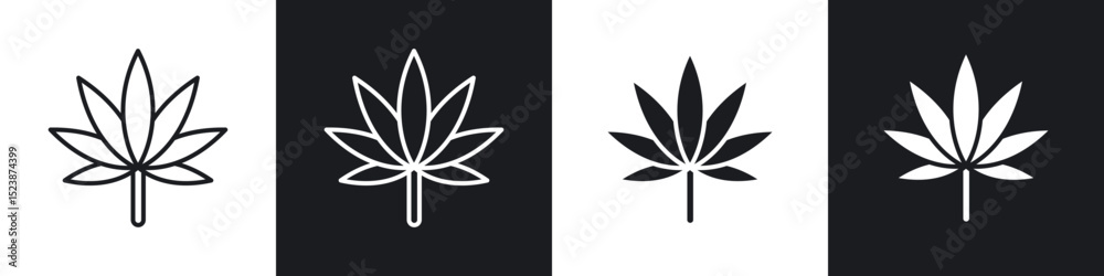 Fototapeta premium Weed icons in solid and stroke graphics
