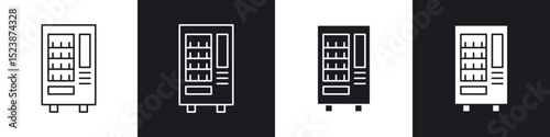 Vending machine icons in solid and stroke graphics