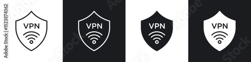 Vpn icons in solid and stroke graphics