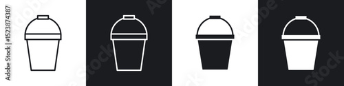 Water bucket icons in solid and stroke graphics