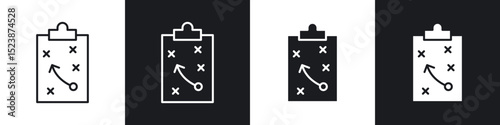Tactics icons in solid and stroke graphics