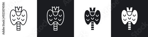 Thyroid icons in solid and stroke graphics