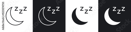 Sleep icons in solid and stroke graphics