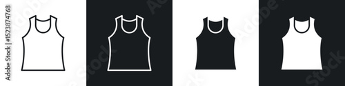 Sleeveless shirt icons in solid and stroke graphics