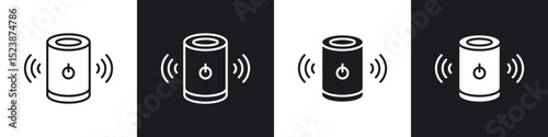 Smart speaker icons in solid and stroke graphics