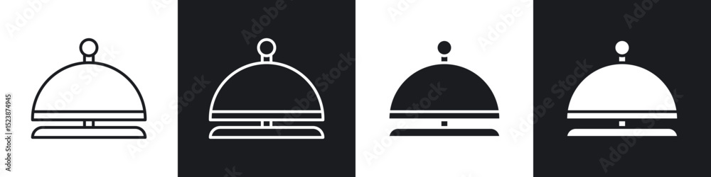 Obraz premium Reception bell icons in solid and stroke graphics