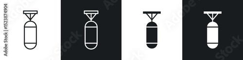 Punching bag icons in solid and stroke graphics