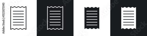 Paper receipt icons in solid and stroke graphics