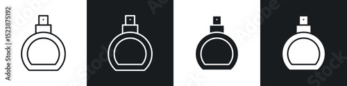 Perfume bottle icons in solid and stroke graphics