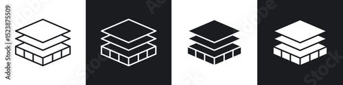 Insulation icons in solid and stroke graphics