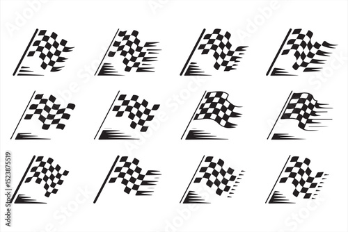 Dynamic Speed Lines and Checkered Racing Flags for Finish Line and Fast Movement Concepts