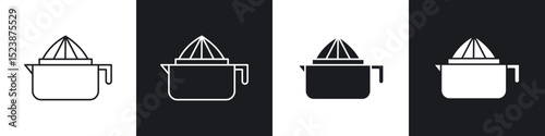 Juicer squeezer icons in solid and stroke graphics