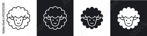 Lamb icons in solid and stroke graphics