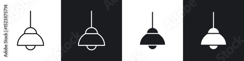 Hanging light icons in solid and stroke graphics