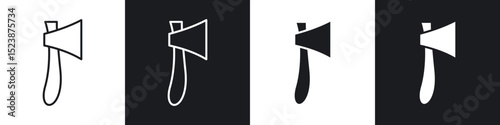 Hatchet icons in solid and stroke graphics