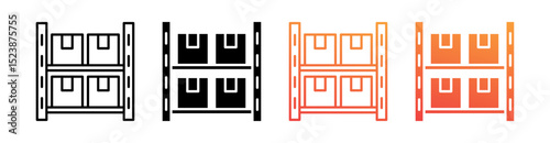 Shelves Multiple Style Icon Set Vector 