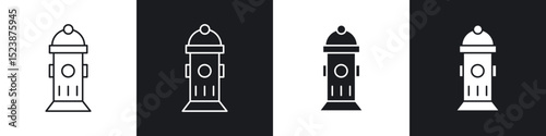 Fire hydrant icons in solid and stroke graphics