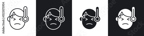 Fever icons in solid and stroke graphics