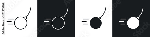 Demolition ball icons in solid and stroke graphics