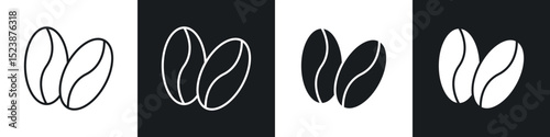 Coffee beans icons in solid and stroke graphics