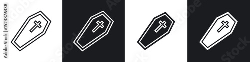 Coffin icons in solid and stroke graphics
