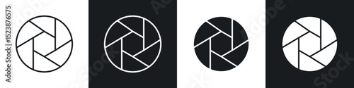 Camera shutter icons in solid and stroke graphics