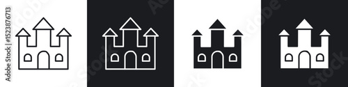 Castle icons in solid and stroke graphics