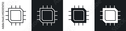 Chip icons in solid and stroke graphics