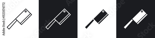 Chopper knife icons in solid and stroke graphics