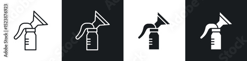 Breast pump icons in solid and stroke graphics