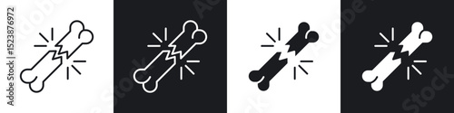 Broken bone icons in solid and stroke graphics