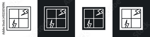 Broken window icons in solid and stroke graphics