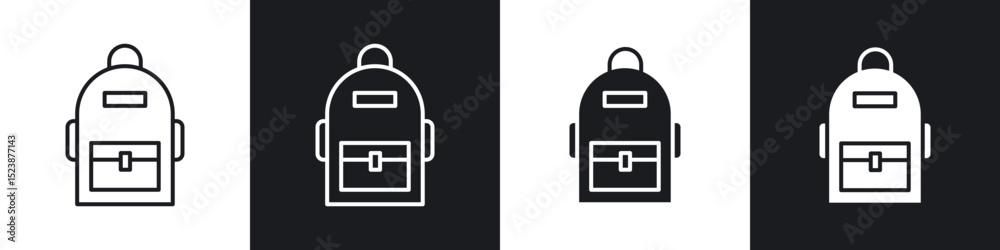 Obraz premium Backpack icons in solid and stroke graphics