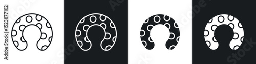 Baby orthopedic pillow icons in solid and stroke graphics