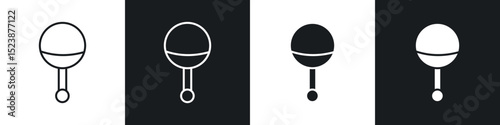 Baby rattle icons in solid and stroke graphics