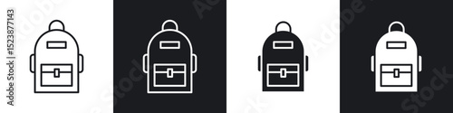 Backpack icons in solid and stroke graphics
