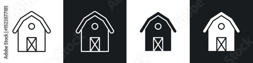 Barn icons in solid and stroke graphics
