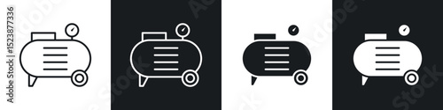 Air compressor icons in solid and stroke graphics