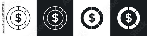Asset allocation icons in solid and stroke graphics