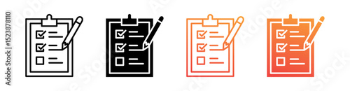 Survey Multiple Style Icon Set Vector 