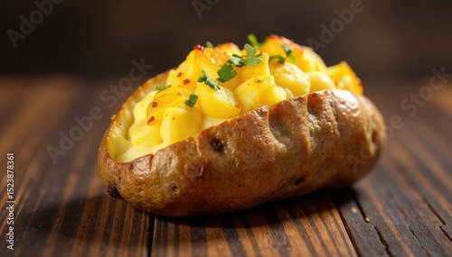 Baked potato with caramelized skin and fluffy interior , caramelized, food, roasted