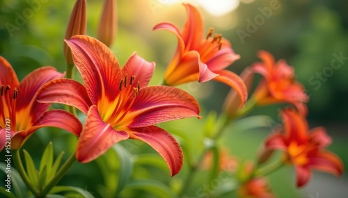 Close-up of individual Western Red lilies swaying gently in the breeze, bloom, flower, nature