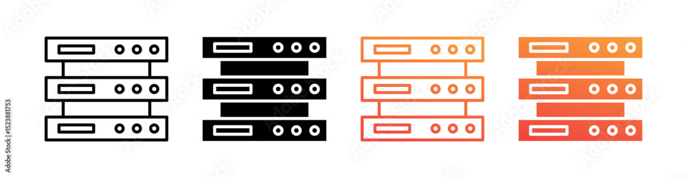 Server Multiple Style Icon Set Vector 