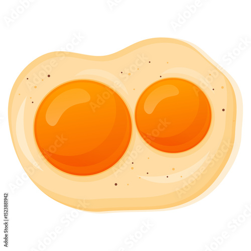 Vector cartoon image of juicy fried eggs and bacon. Element for your design. Food, breakfast and snack concept