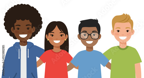 Diverse Group of Smiling Young People Standing Together