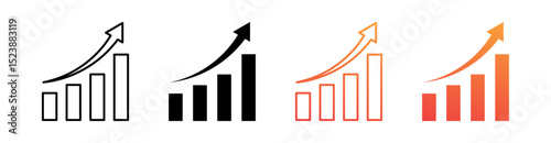 Growth Multiple Style Icon Set Vector 