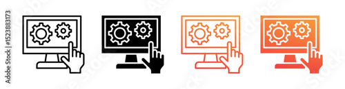 Operating Multiple Style Icon Set Vector 